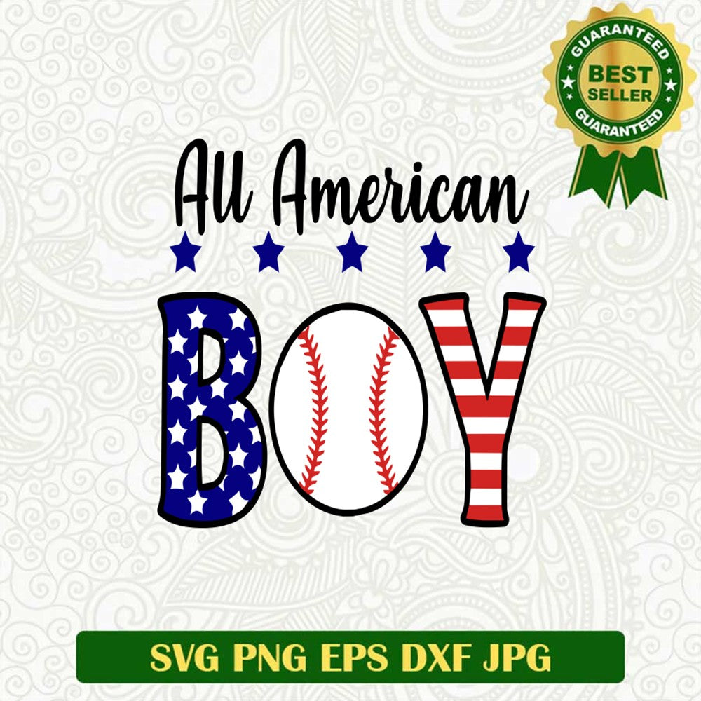 All American Boy Baseball Svg