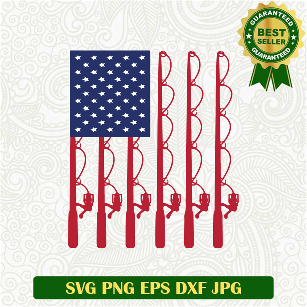 America Flag Fishing SVG
