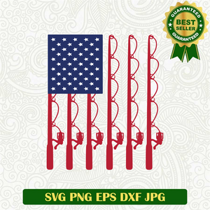 America Flag Fishing SVG