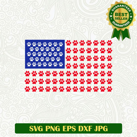 American flag dog paws SVG, 4th Of July SVG PNG