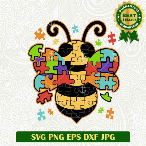 Autism Bee puzzle Piece SVG