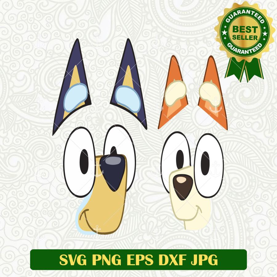 Bandit Heeler and Chilli Heeler Face SVG, Bandit Heeler Bluey SVG PNG ...