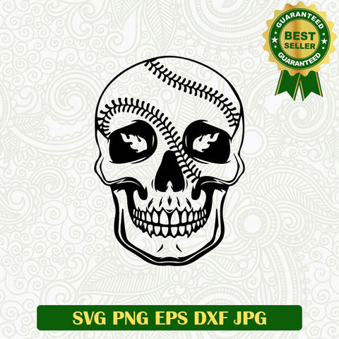 Baseball Skull Face SVG, Baseball Skull Funny SVG PNG Cricut