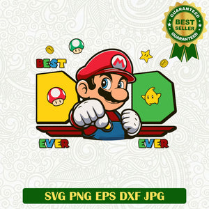 Best Dad Ever Super Mario SVG, Super Mario Dad SVG, Gamer Dad SVG PNG