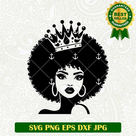 Black Afro Queen SVG. Black Queen SVG PNG