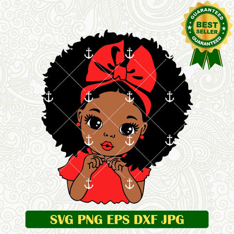 Black Girl With Red Bow SVG
