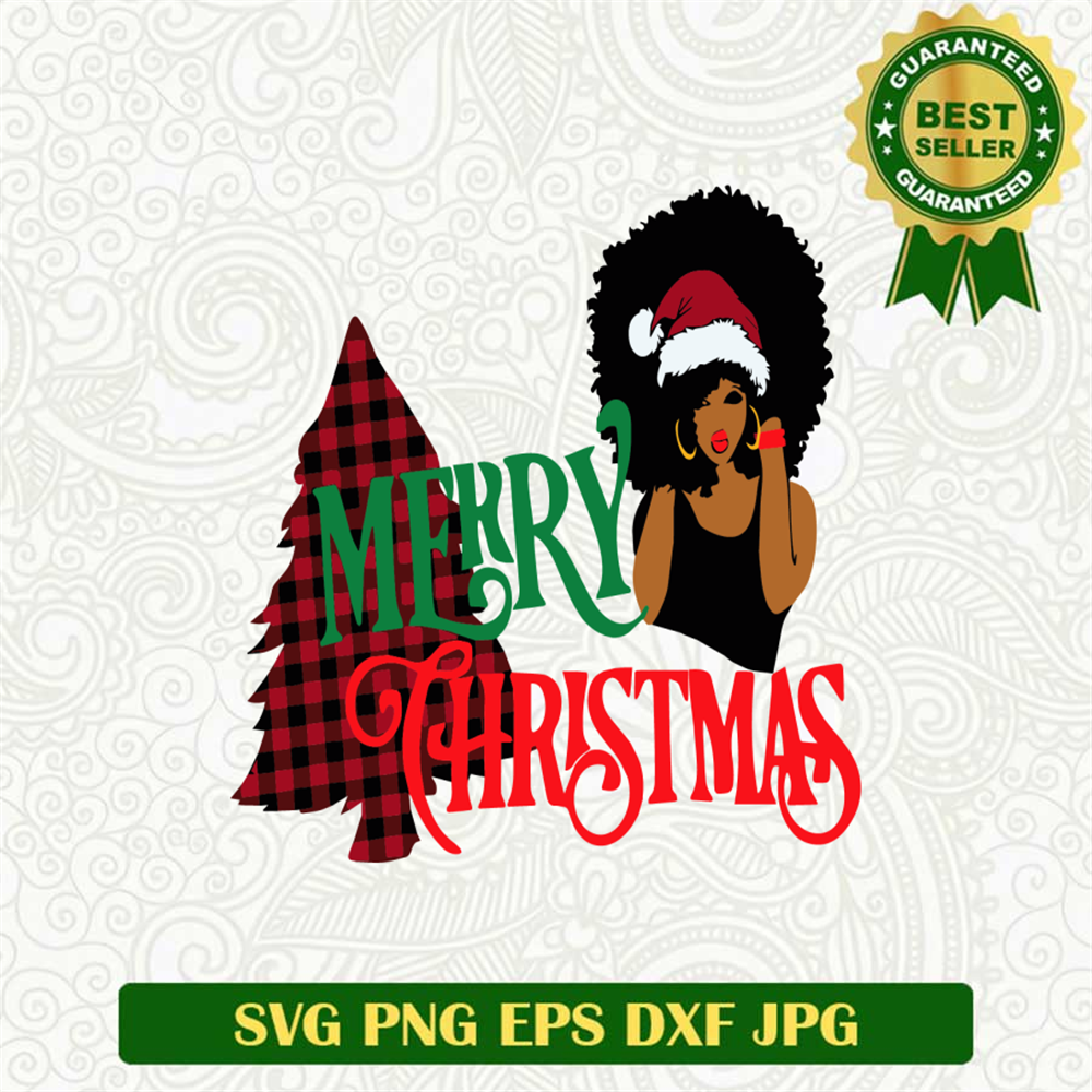 Black Woman Merry Christmas SVG