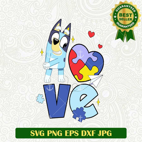 Bluey Love Autism SVG