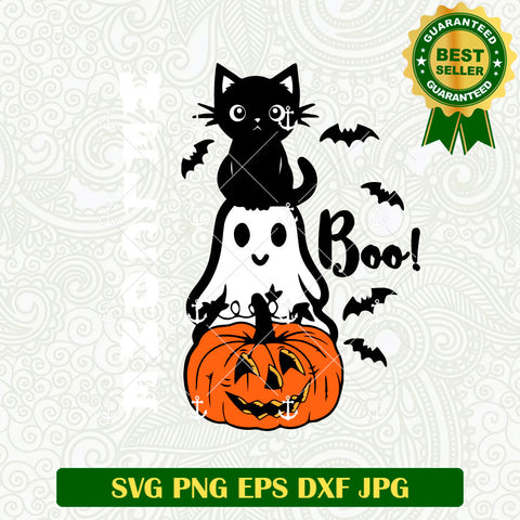 Boo Halloween Black Cat SVG