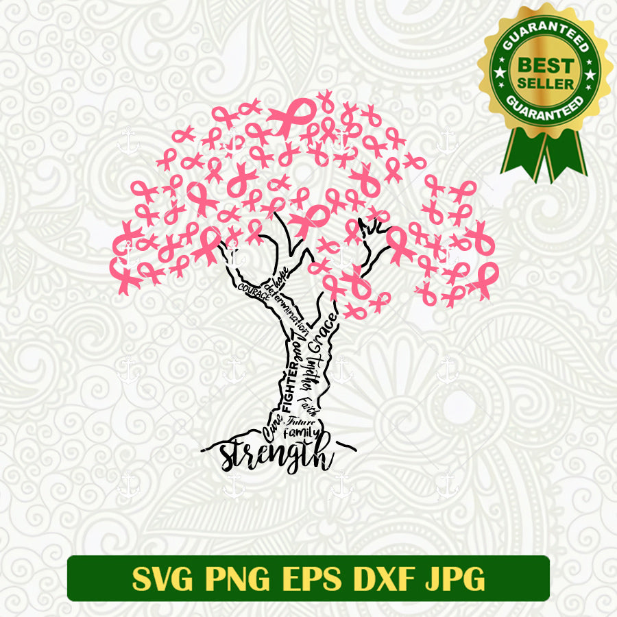 Breast cancer Pink ribbon Tree SVG