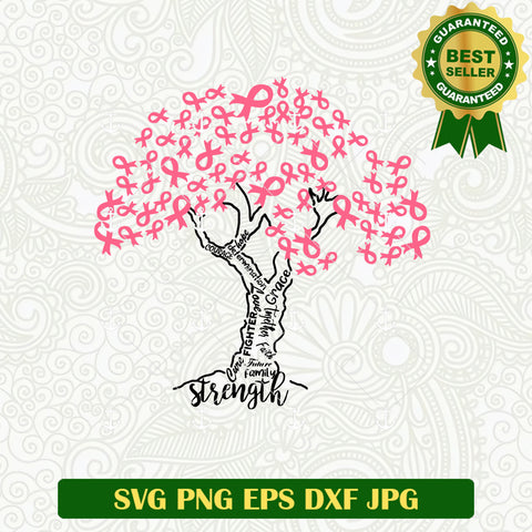 Breast cancer Pink ribbon Tree SVG