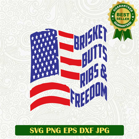 Brisket Butts Ribs Freedom Amrica Flag Svg