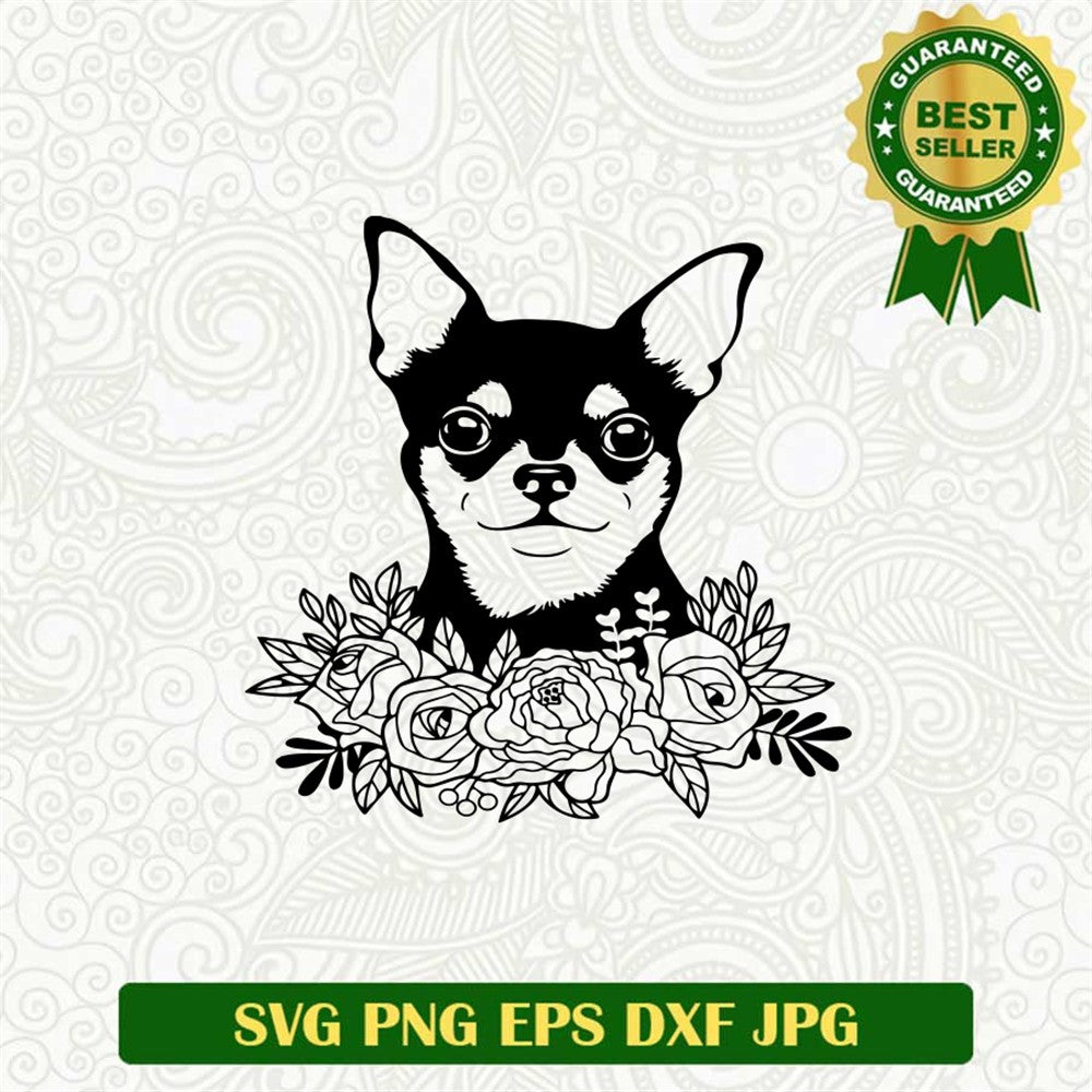 Chihuahua Dog Floral Svg