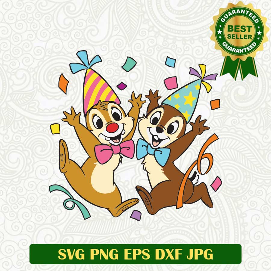 Chip and Dale Happy Birthday SVG, Cartoon Birthday Disney SVG PNG