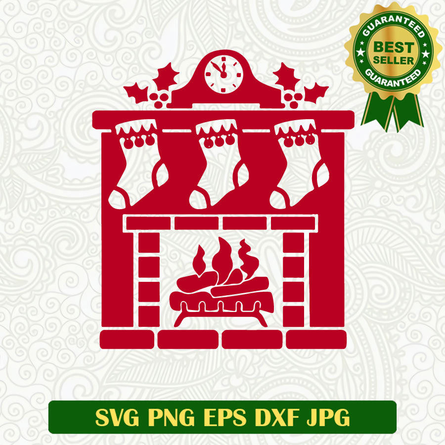 Christmas Fireplace SVG, Christmas SVG PNG cricut