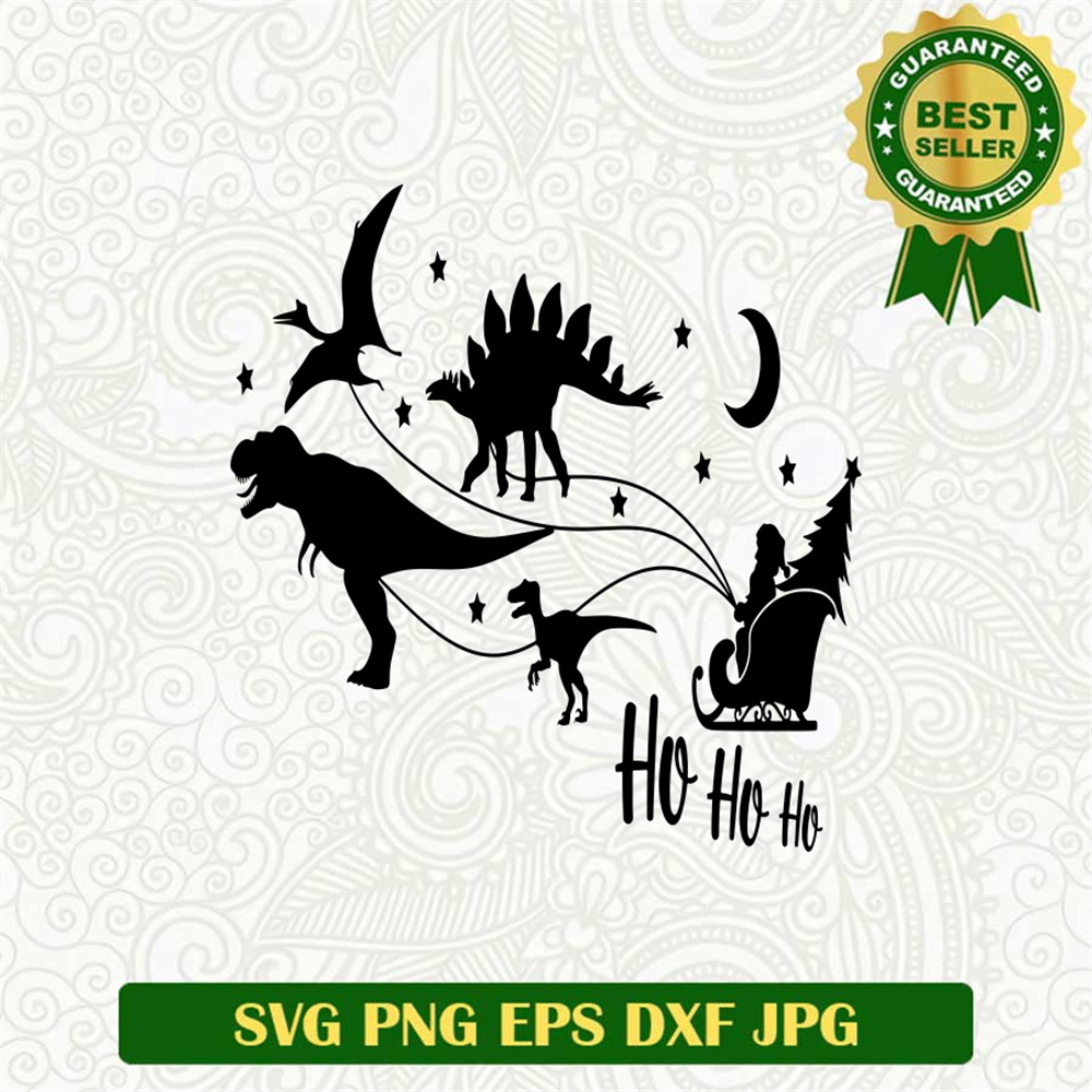 Christmas Santa and Dinosaur Sleigh SVG