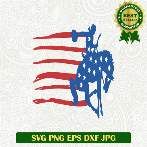 Cowboy Rodeo America Flag SVG