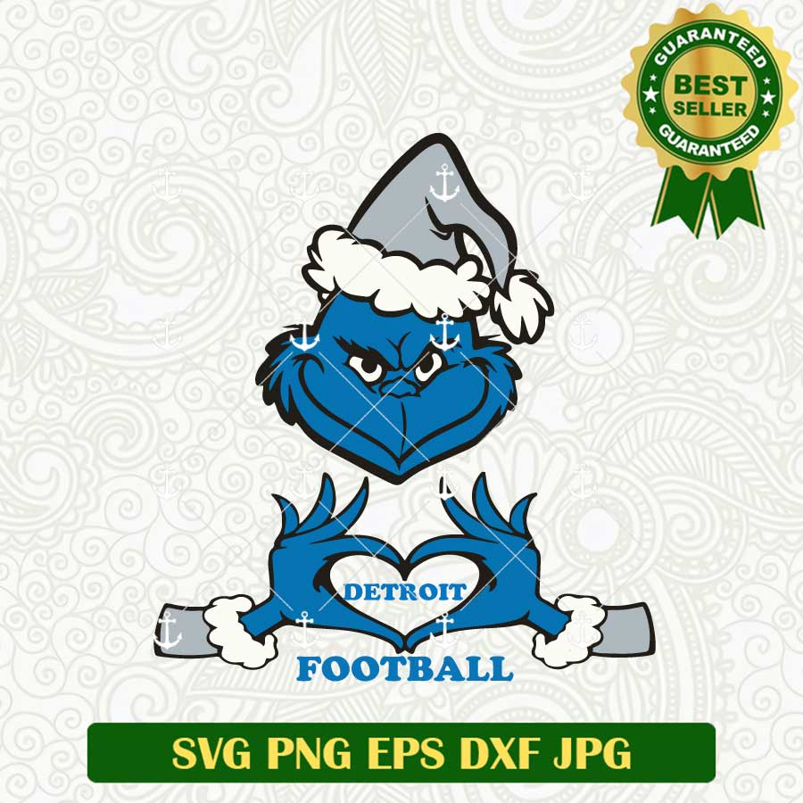 Detroit Football Grinch Heart SVG