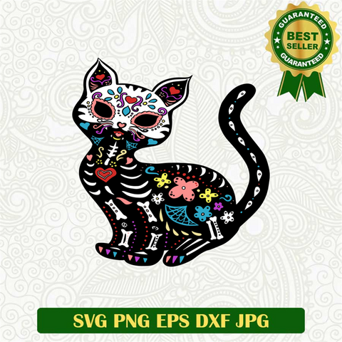 Dia De Los Muertos Skull Cat SVG