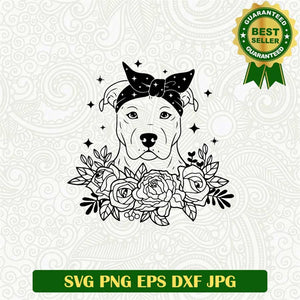 Dog With Bandana Floral Svg