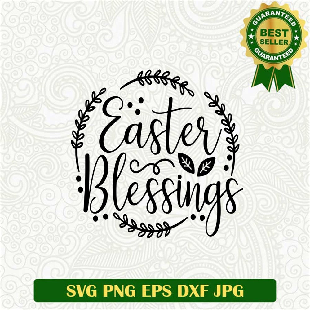 Easter Blessing Flower Wreath Svg