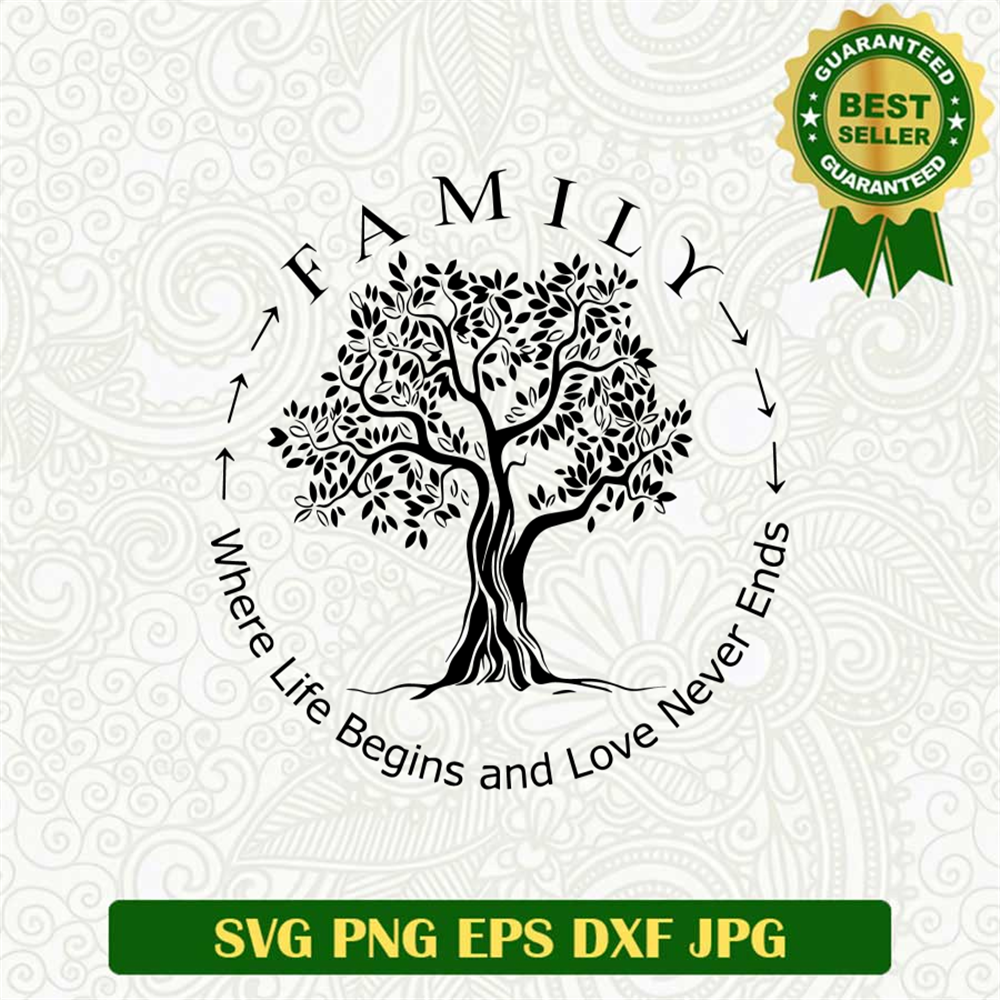 Family Where Life Begins and Love Never Ends SVG