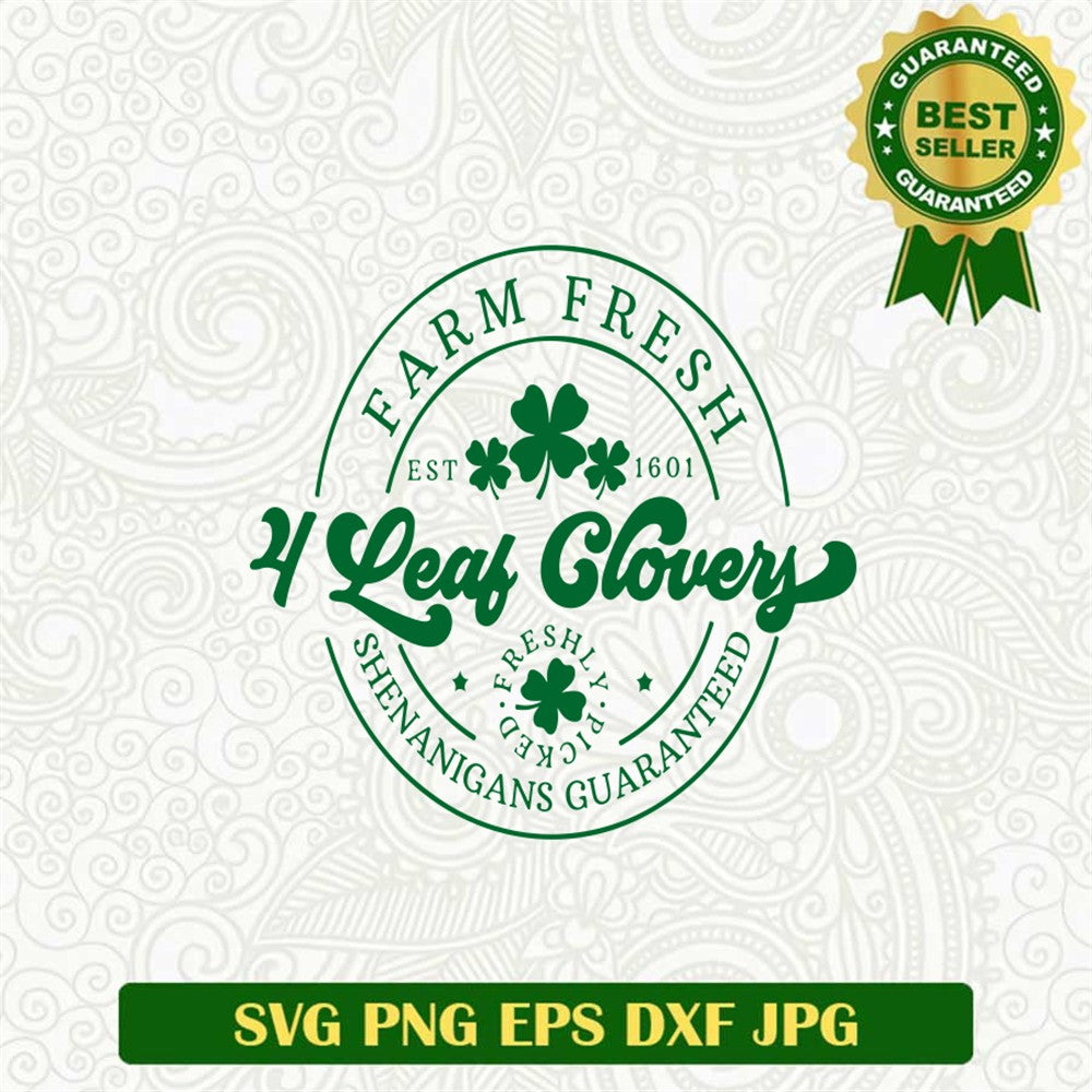 Farm Fresh 4 Leaf Clovers Svg