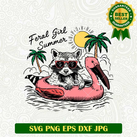Feral Girl Summer Racoon SVG Files