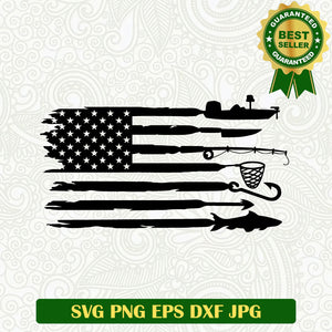 Fishing Tools America Flag SVG, American Fishing SVG, Fishing Flag SVG