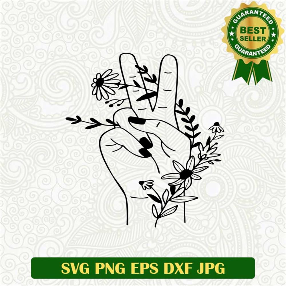 Floral Peace Hand SVG