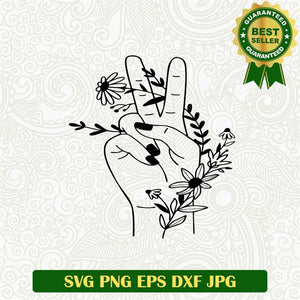 Floral Peace Hand SVG