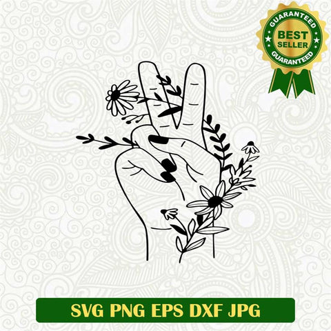 Floral Peace Hand SVG