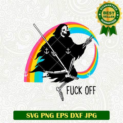Fuck Off Skeleton Rainbow SVG