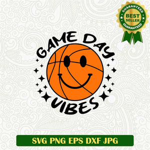 Game Day Vibes Basbetball Smile Face Svg
