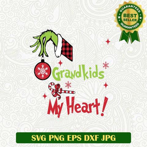 Grandkids Stole My Heart Grinch Hand SVG