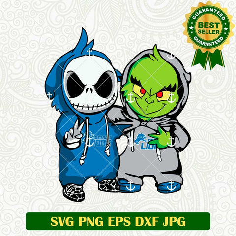 Grinch And Jack Skellington Detroit Lions SVG