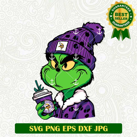 Grinch Drink Coffee Minnesota Vikings SVG