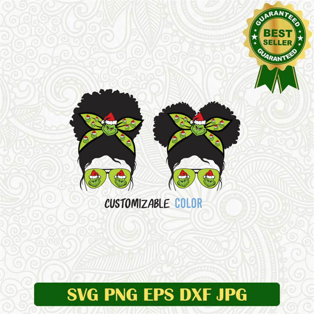 Grinch Messy bun SVG 