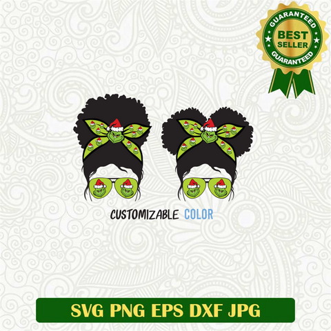 Grinch Messy bun SVG 