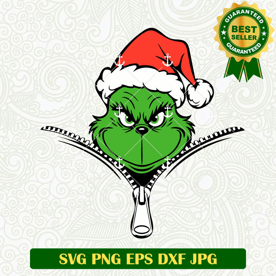 Grinch face In Zipper SVG