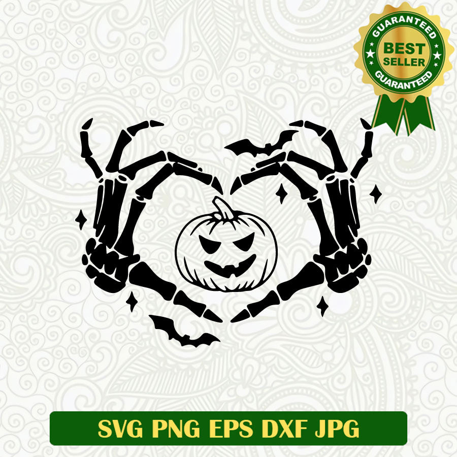 Halloween skull Hand SVG, Skull heart hand sign SVG PNG
