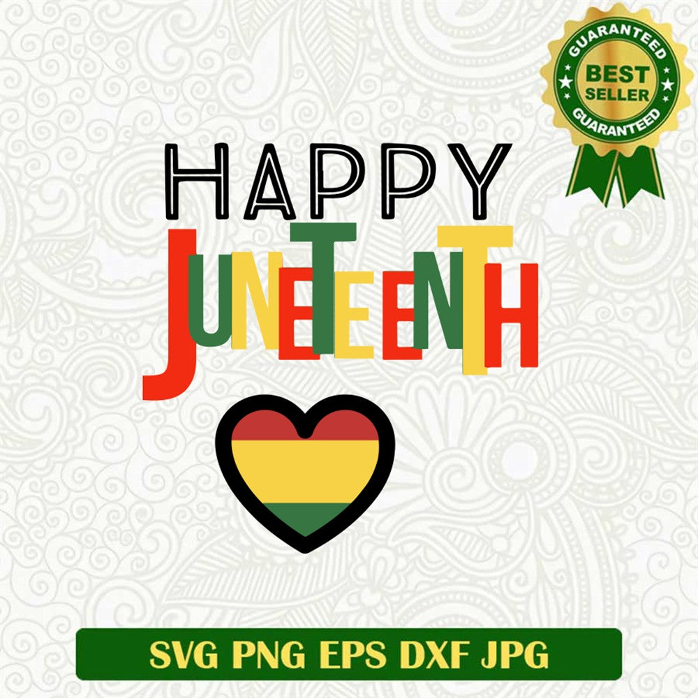Happy Juneteenth Heart Svg