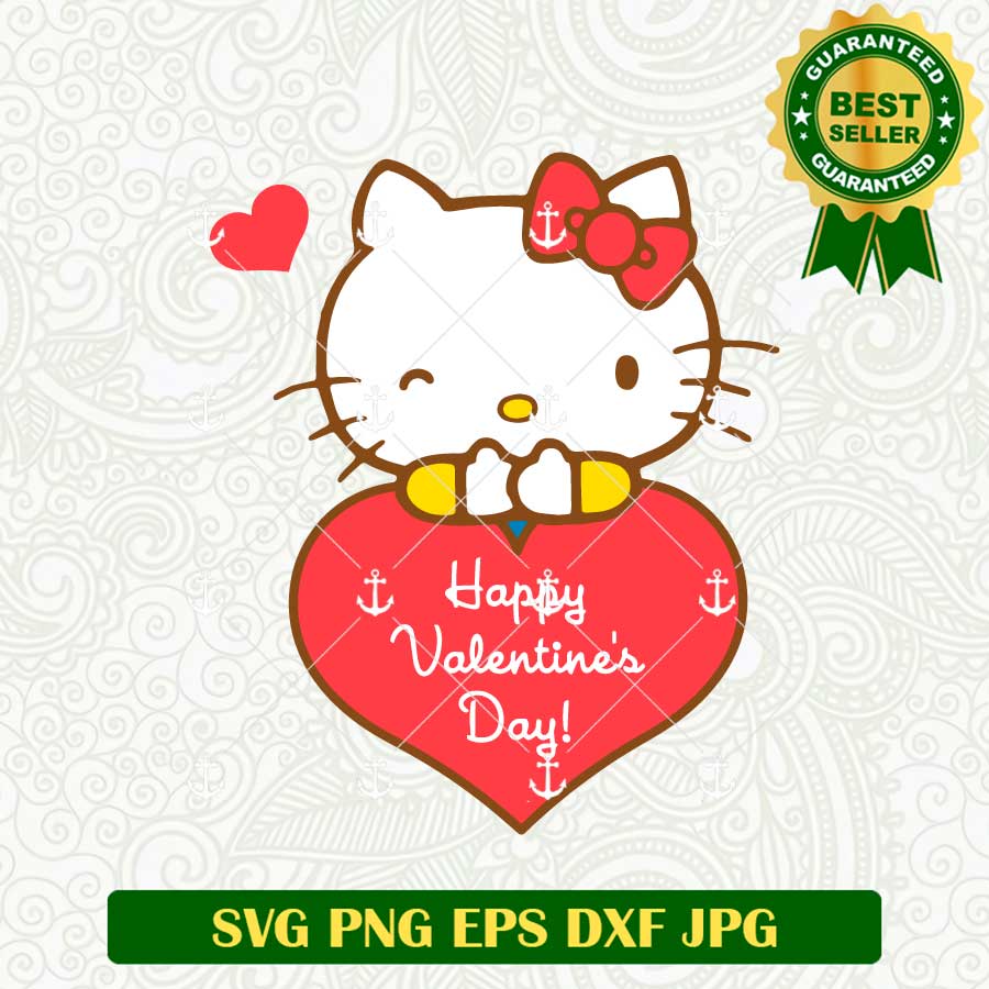 Happy Valentine's Day Hello Kitty SVG, Valentine Heart SVG PNG, Hello ...