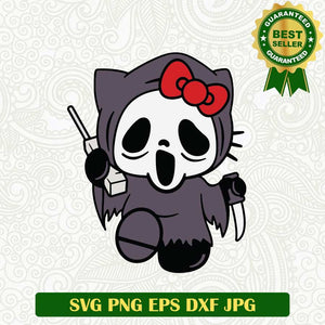 Hello Kitty Ghostface Scream SVG, Hello Kitty Horror Movie SVG PNG