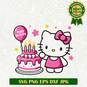 Hello Kitty Happy Birthday SVG, Birthday SVG PNG Cut file