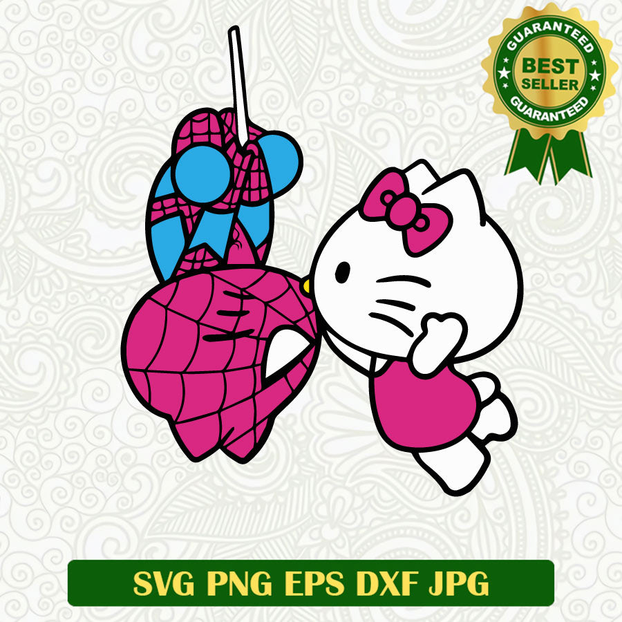 Hello Kitty Spider Man Kiss SVG, Hello Kitty Superheroes SVG, Hello Ki