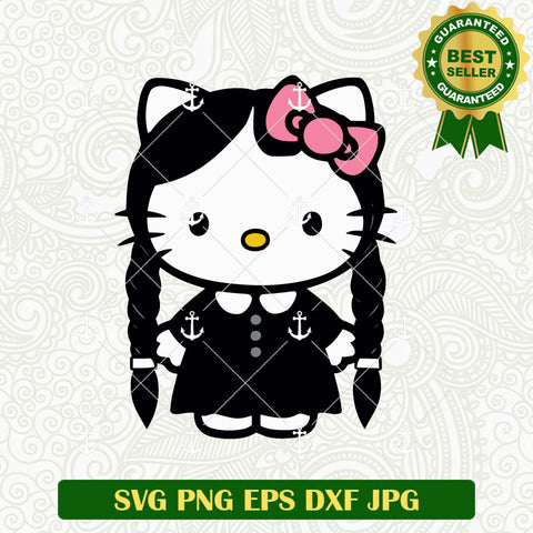 Hello Kitty Wednesday Addams SVG