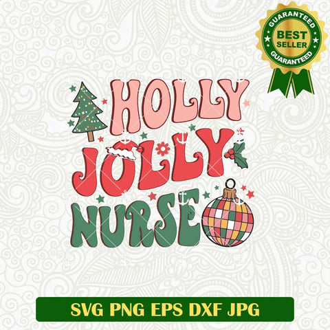 Holly Jolly Nurse Disco Ball SVG