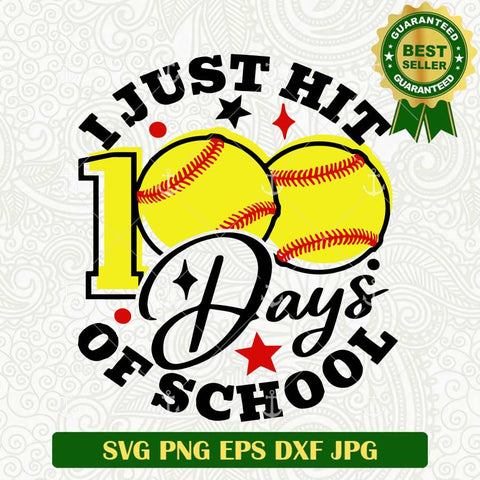 I Just Hit 100 Days Of School Baseball SVG