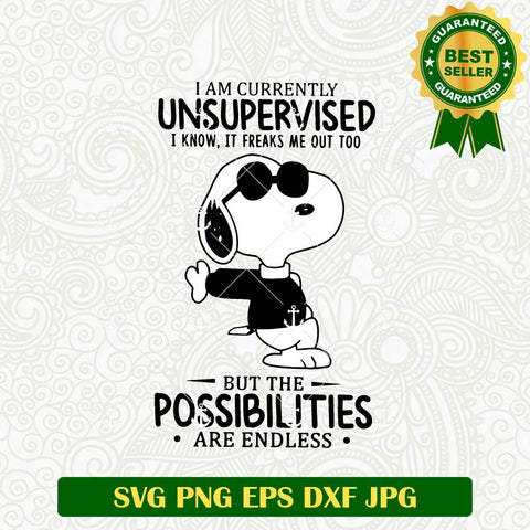 I am Curently Unsupervised Snoopy SVG